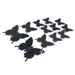 Set of 12 pieces butterflies with adhesive, house or event decorations, black color, A37